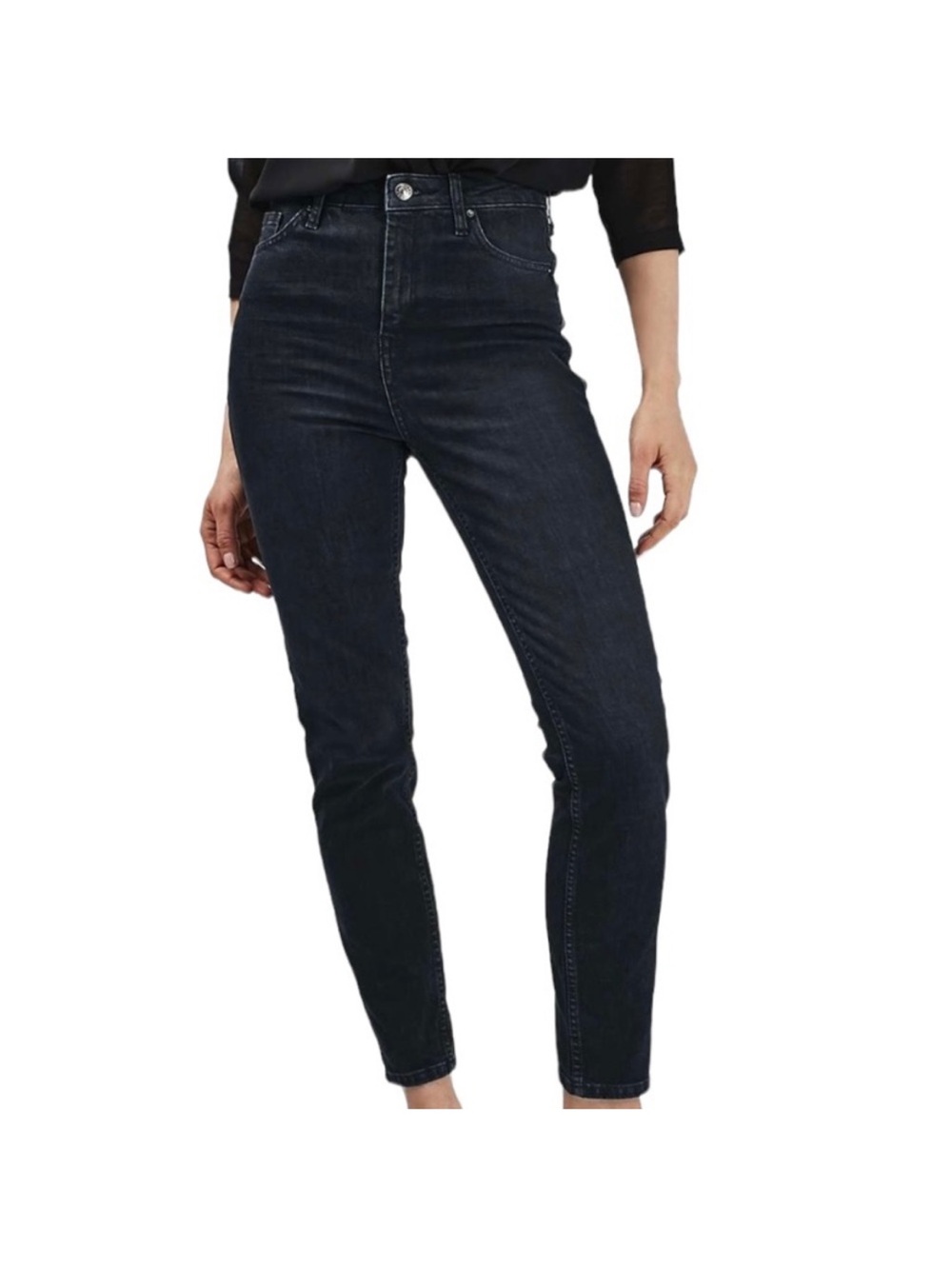 Topshop High-Rise Skinny Jeans in Dark Wash Indigo